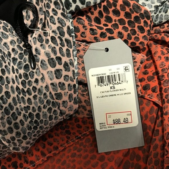 NWT Guess Cactus Flower Ombre Maxi Dress Size XS Extra Small Snakeskin High Low - Picture 9 of 12